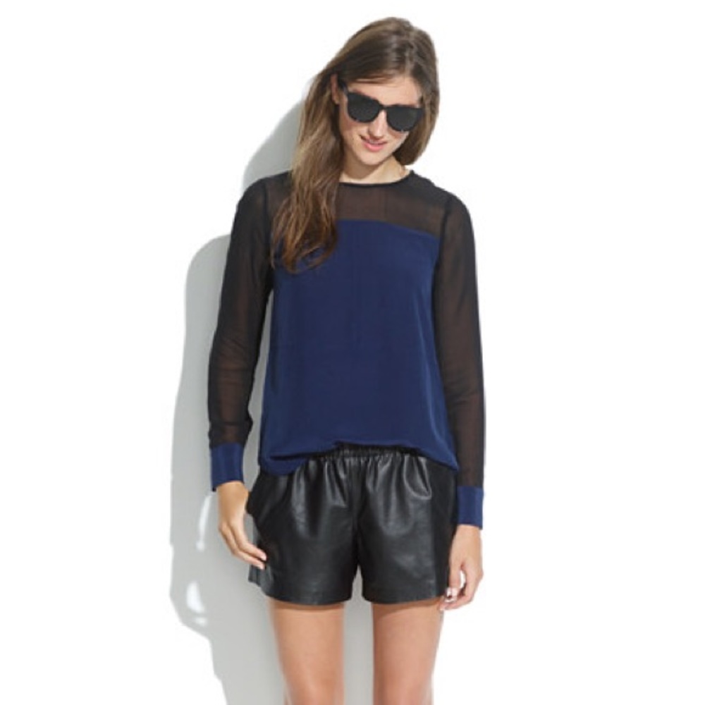 Madewell black real leather shorts - size S